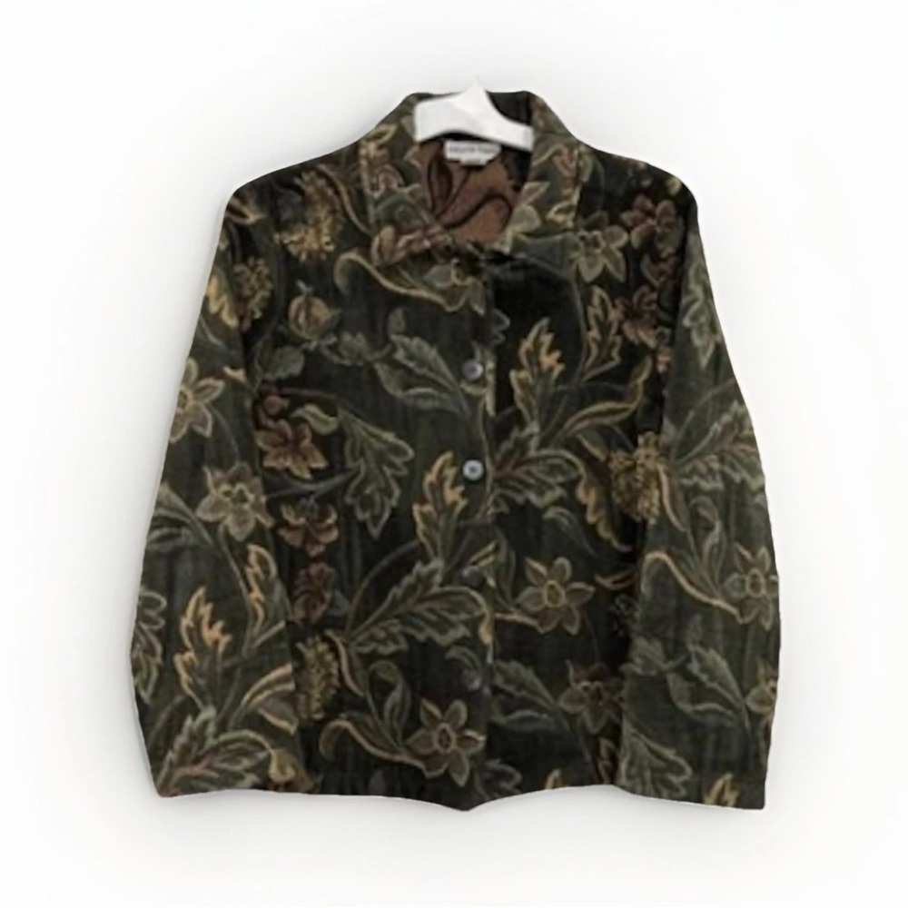 SOLD Robyne Faune Sz M Floral Tapestry Jacket Long Sleeve Button Front Blazer